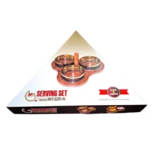 اردوخوری کریستال سه‌پیاله مدل W1320 با پوشش نانو، زیره و دسته چوبی مقاوم در برابر خط و خش، قابلیت استفاده با یا بدون دسته، طراحی مدرن و مناسب سرو تنقلات و هدیه