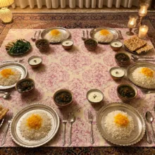 سفره ۶ نفره مدل TCA091514 طرح گلدار سایز ۱۵۰×۱۰۰ سانتیمتر