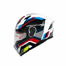 کلاه کاسکت فک متحرک ردلاین مدل 960 BRIGHTWHITE / Red Blue Techno