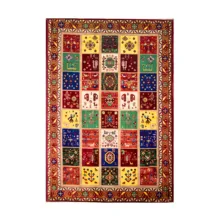 فرش ماشینی تراکم 1000 زانیس مدل چلتیکه بختیاری زمینه قرمز لاکی حاشیه قرمز لاکی