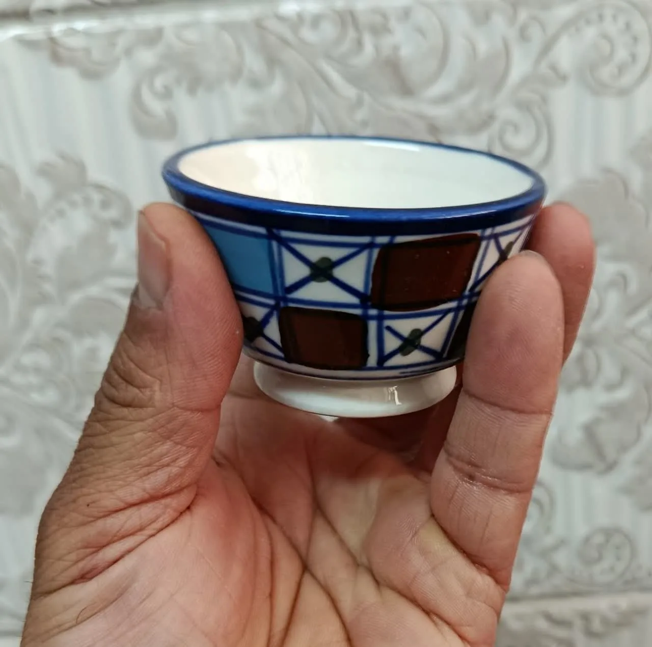 کاسه چينی ميبدمرواريدمدل شطرنجی کدTR-LI