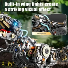 ساختنی 1268 تکه ناب سل مدل دایناسور تیرانوسوروس چراغدار به همراه پایه کد1268PCS DINOSAURS MECHANICAL NO13087