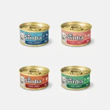 کنسرو غذای گربه بالغ مونژه مدل Simba Cat Mousse طعم میکس وزن 85 گرم دسته 4 عددی