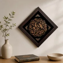 تابلو الماس تراش مس مدل گل مرغ و طاووس کد ZH456.2