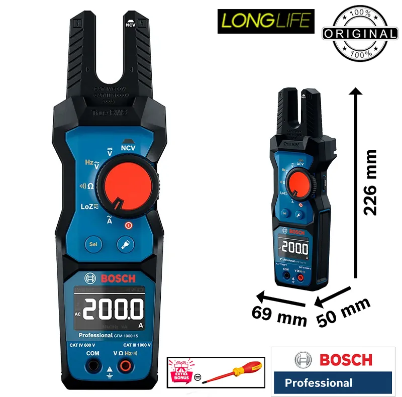 مولتی متر کلمپی دیجیتال 200 آمپر بوش مدل GFM 1000-15 کد 0601077400