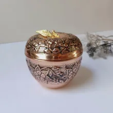 قندان مسی مدل سیب قلم زنی کد ZH432.2