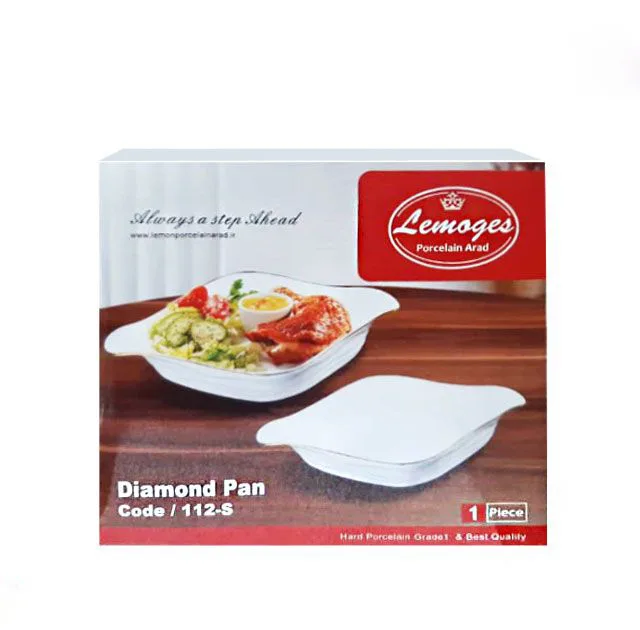 ظرف سرو و پذیرایی لمونژ مدل Diamond 112-S سرامیکی مقاوم در برابر حرارت مایکروویو، دارای 2 دسته متصل، مناسب شستشو در ماشین ظرفشویی