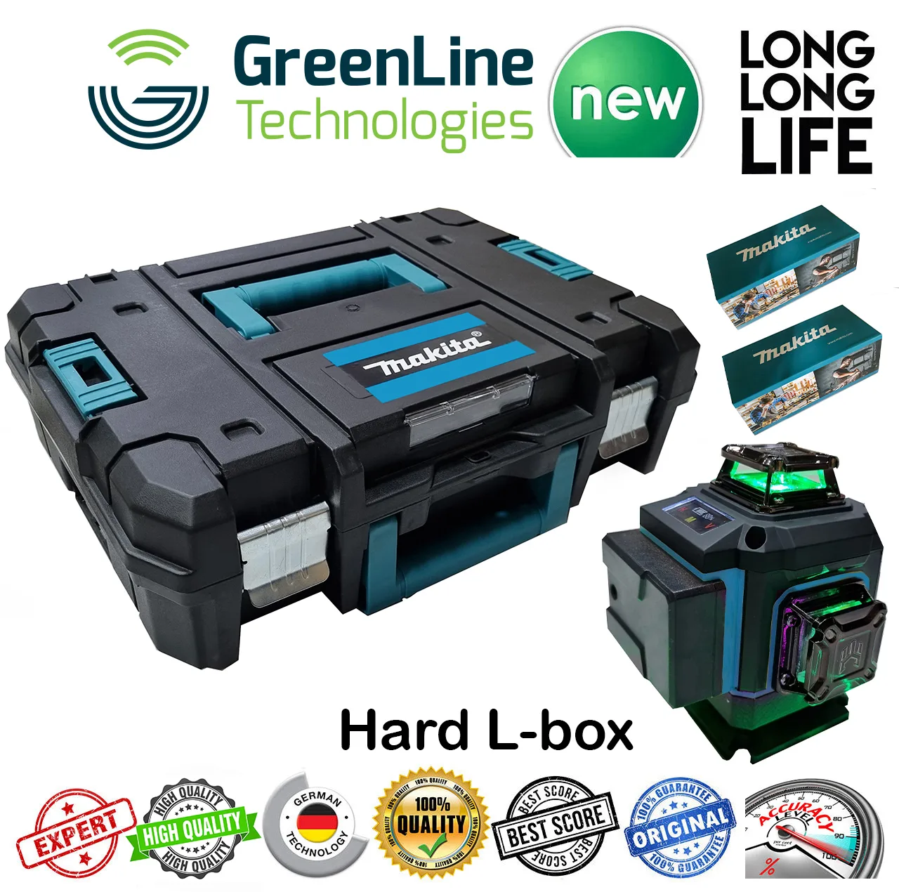 تراز لیزری ماکیتا نور سبز مدل فوق هوشمند 16 لاین کد 4D-16 L Hard Box