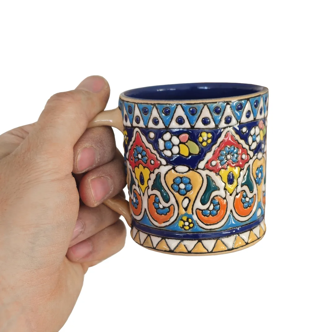 لیوان سفالی مدل میناکاری کد os بسته ۳ عددی