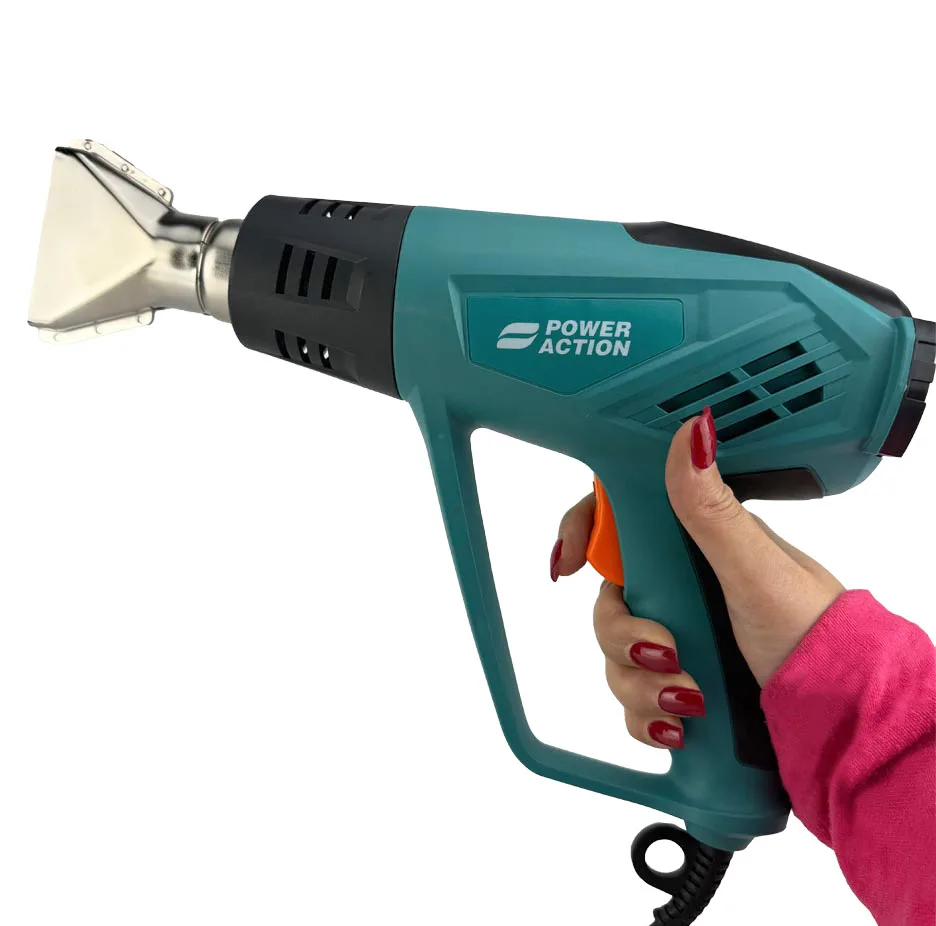 سشوار صنعتی 2000 وات پاور اکشن مدل HG2000V مجموعه 8 عددی