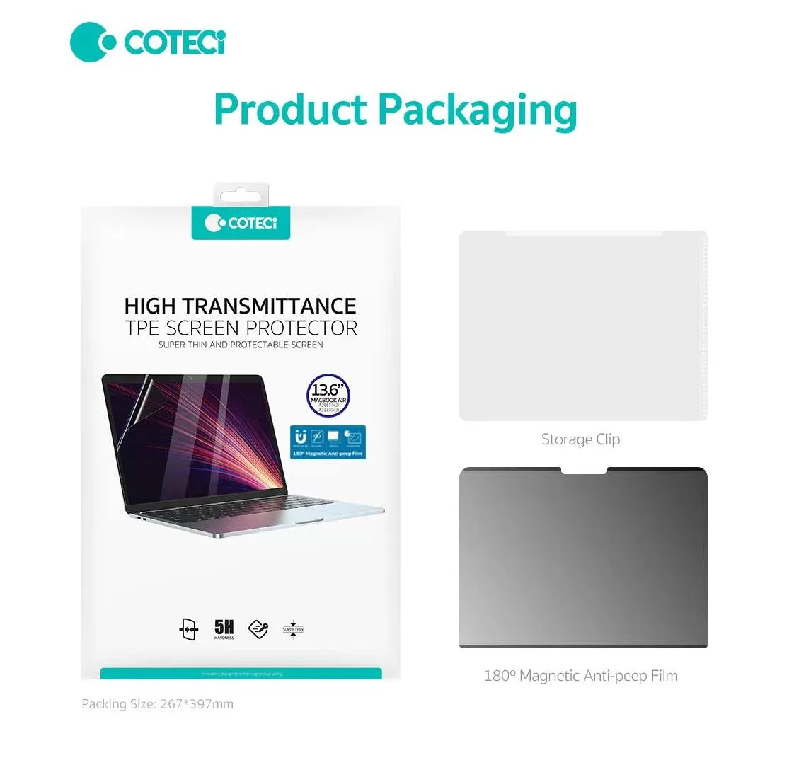 محافظ صفحه نمایش حریم شخصی کوتتسی مدل آهن ربایی MB-034 مناسب برای مک بوک اپل MacBook Pro 15.4 inch A1990/A1707/A2941(M2)/A3114(M3)/A3241(M4)