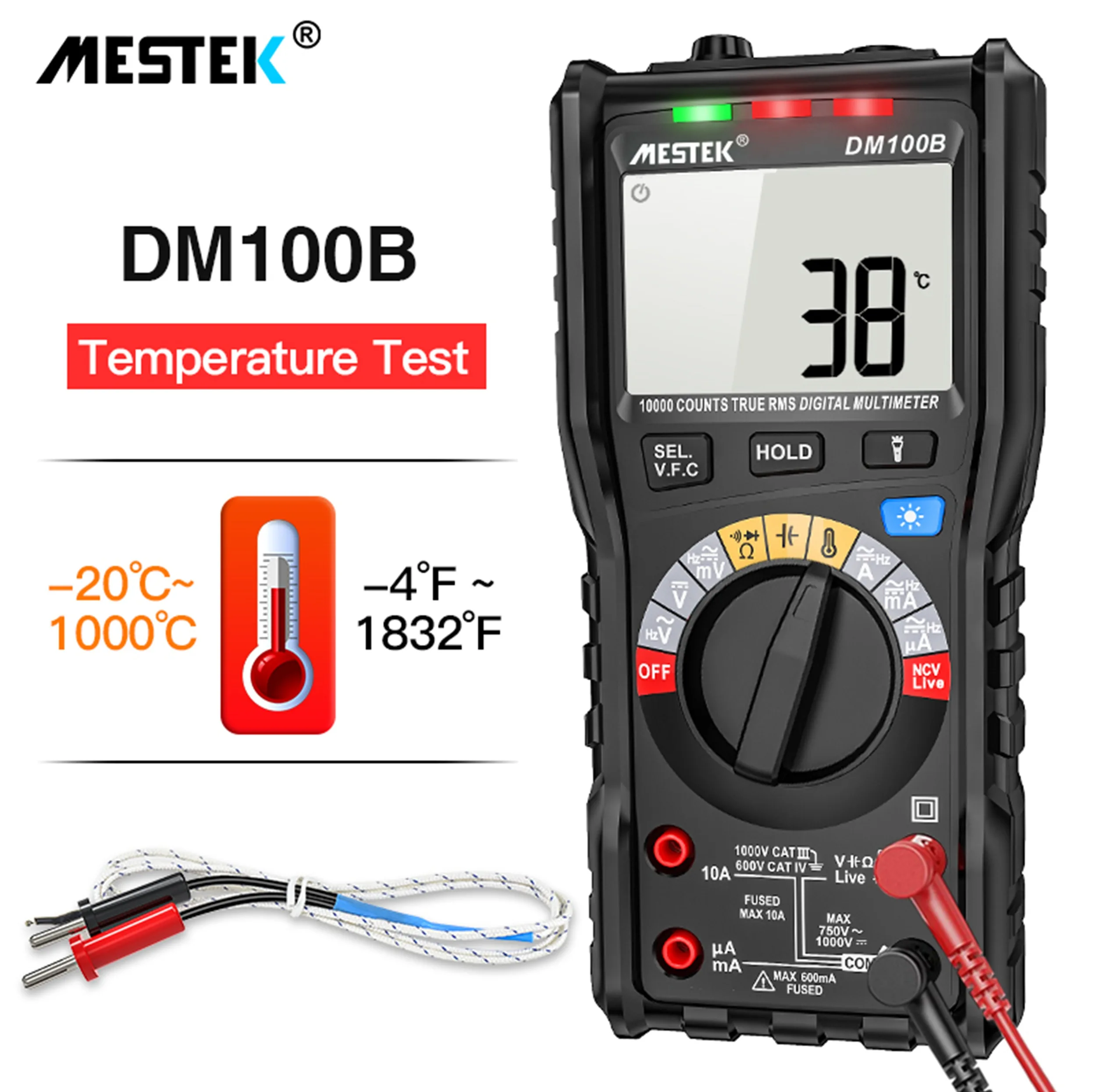 مولتی متر دیجیتال 10 آمپر مستک مدل DM100B