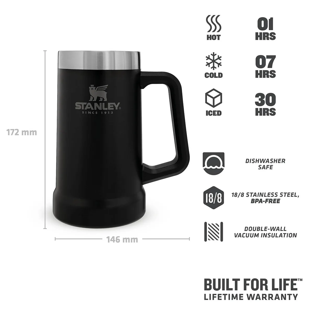ماگ سفری استنلی مدل BIG GRIP STEIN کد F 2021 گنجایش 0.7 لیتر
