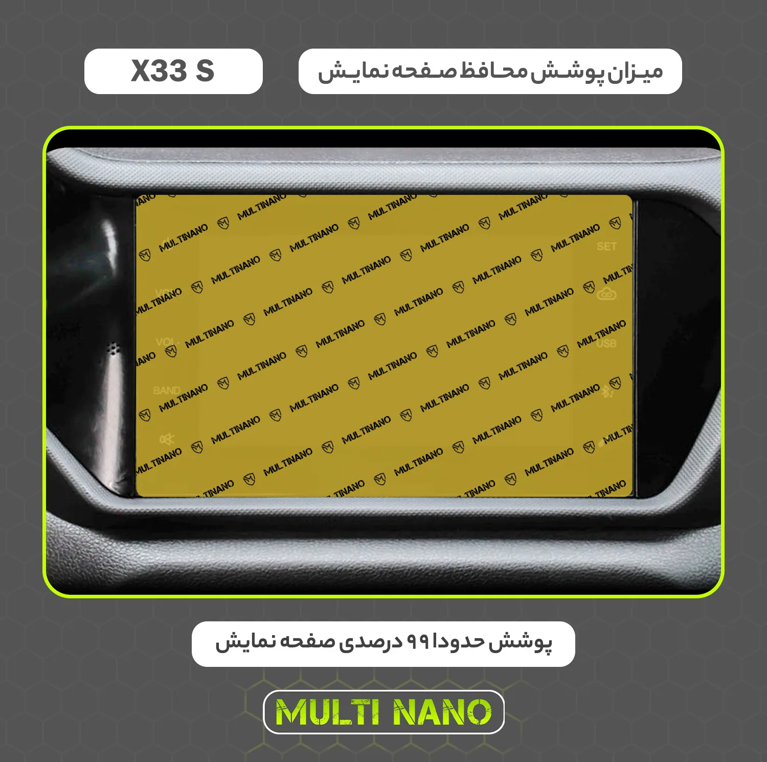 محافظ صفحه نمایش خودرو مولتی نانو مدل X-S2N مناسب برای ام وی ام X33S بسته دو عددی