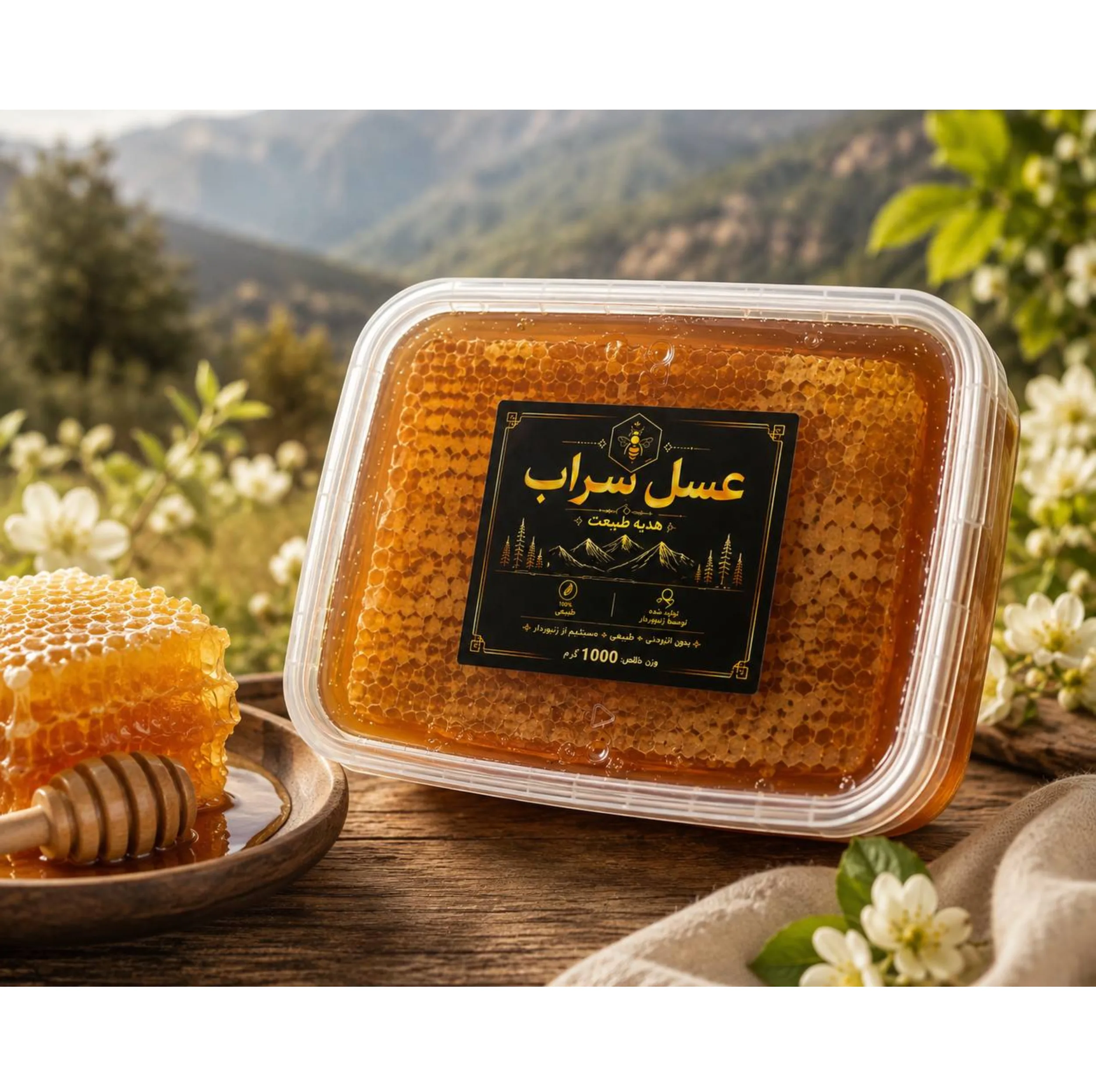 عسل طبیعی موم دار سراب - ۱۰۰۰ گرم