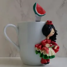 ماگ سرامیکی مدل شب یلدا کد L642 به همراه قاشق
