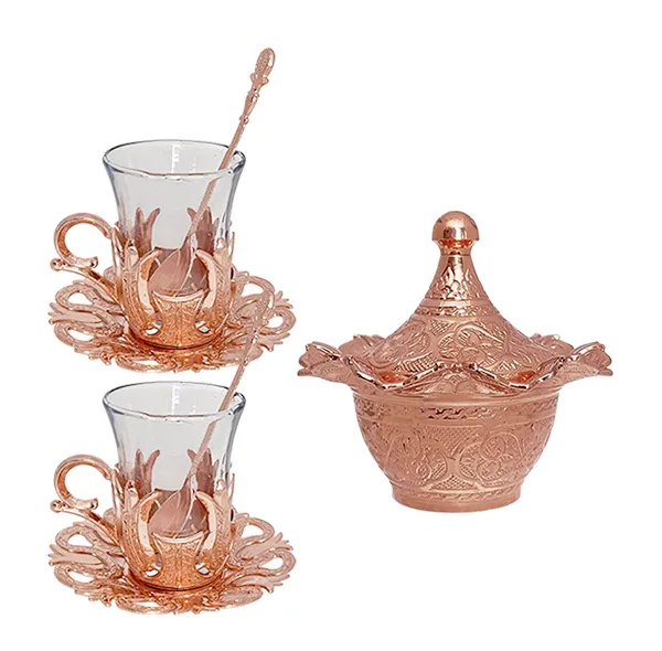ست فنجان و قندان مسی مدل نوشین کد HS90
