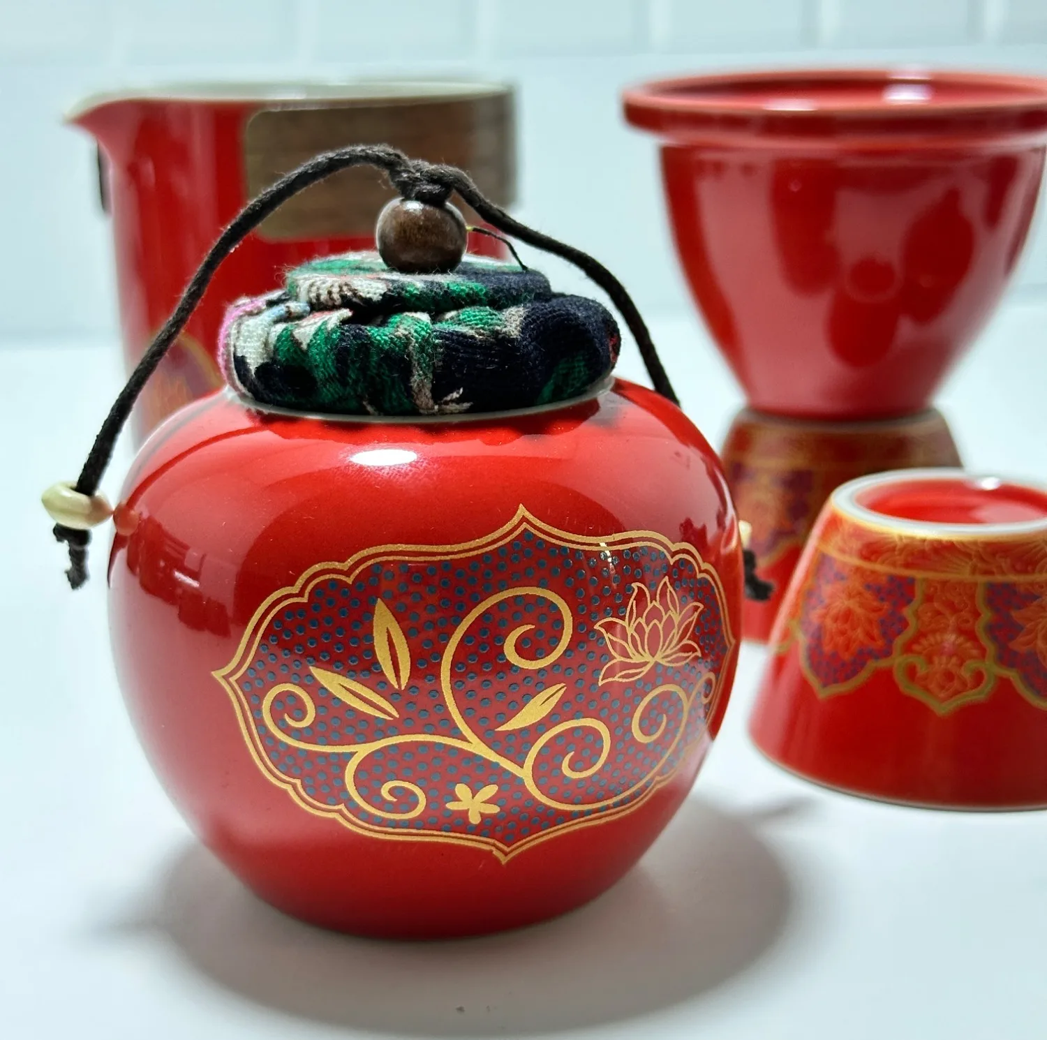 سرویس چای خوری 8 پارچه 3 نفره اشن مدل Herbal Tea طرح سنتی