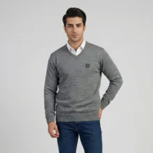 پلیور یقه هفت مردانه تریکو پاییزان مدل P700
