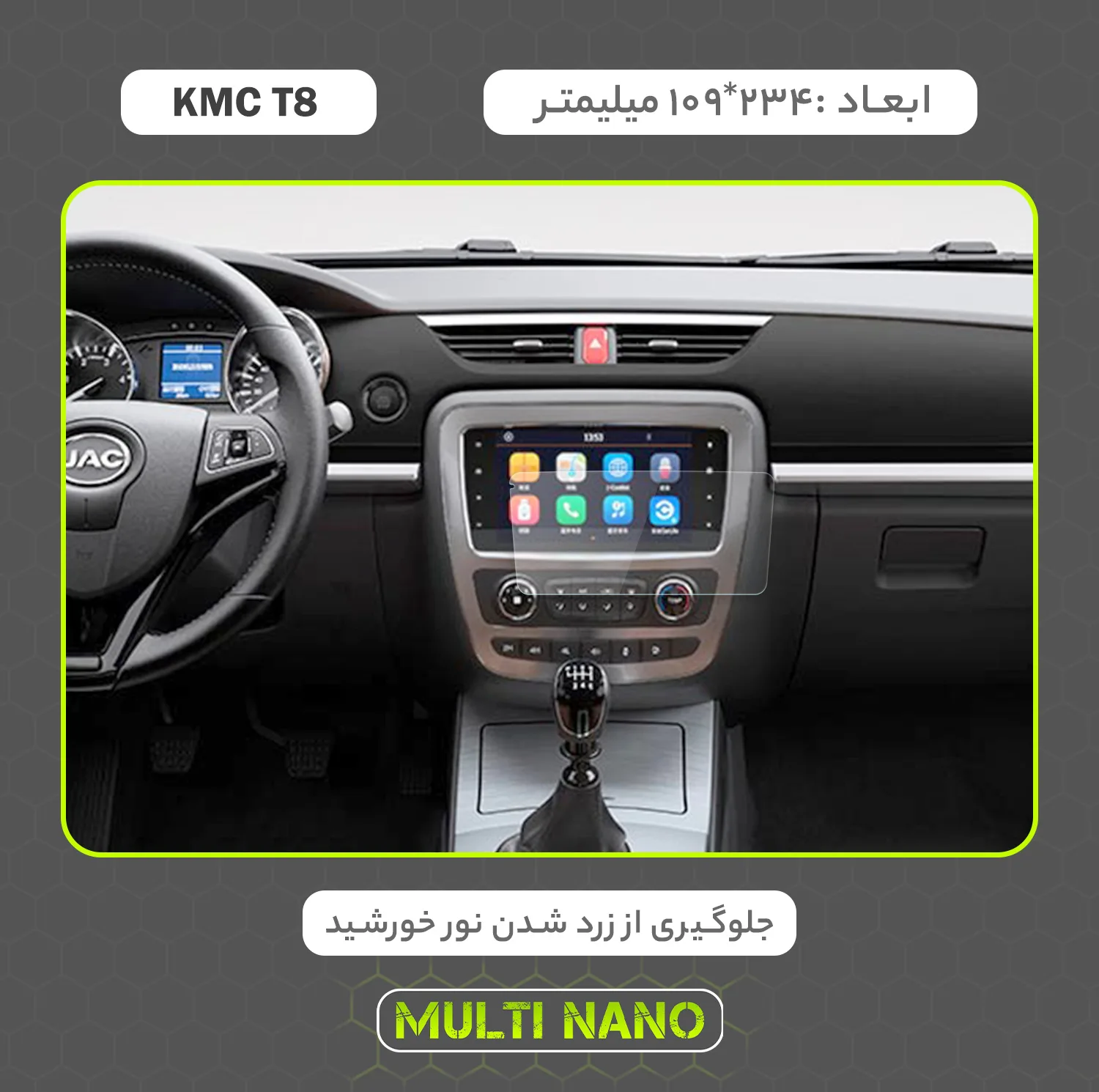 محافظ صفحه نمایش خودرو مولتی نانو مدل X-S2N مناسب برای کی ام سی T8 بسته دو عددی