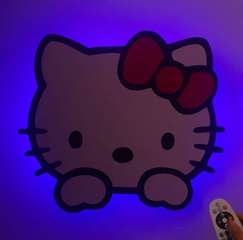 چراغ خواب دیواری اتاق کودک سان لیزر طرح هلو کیتی Hello Kitty مدل ریموت دار