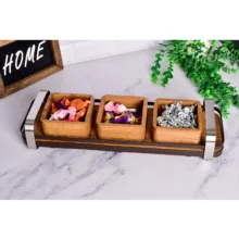 اردوخوری بی‌وی‌کی 3 خانه طرح مجستیک کد 452203، جنس چوب، مناسب سرو و پذیرایی، شستشو با دست