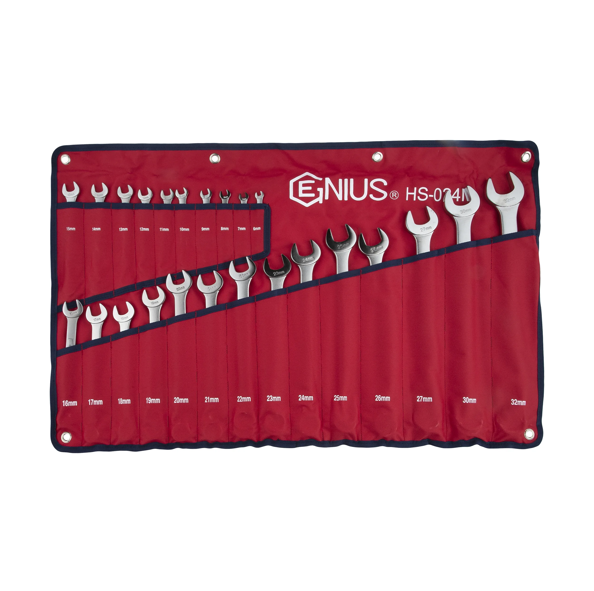 مجموعه 24 عددی آچار یک سر تخت یک سر رینگی جنیوس مدل HS-024M کد 19