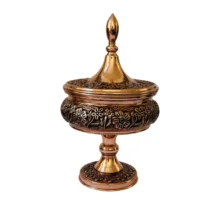 شکلات خوری مسی تک پایه در دار قلم زنی غزل گل کد ZH431.3