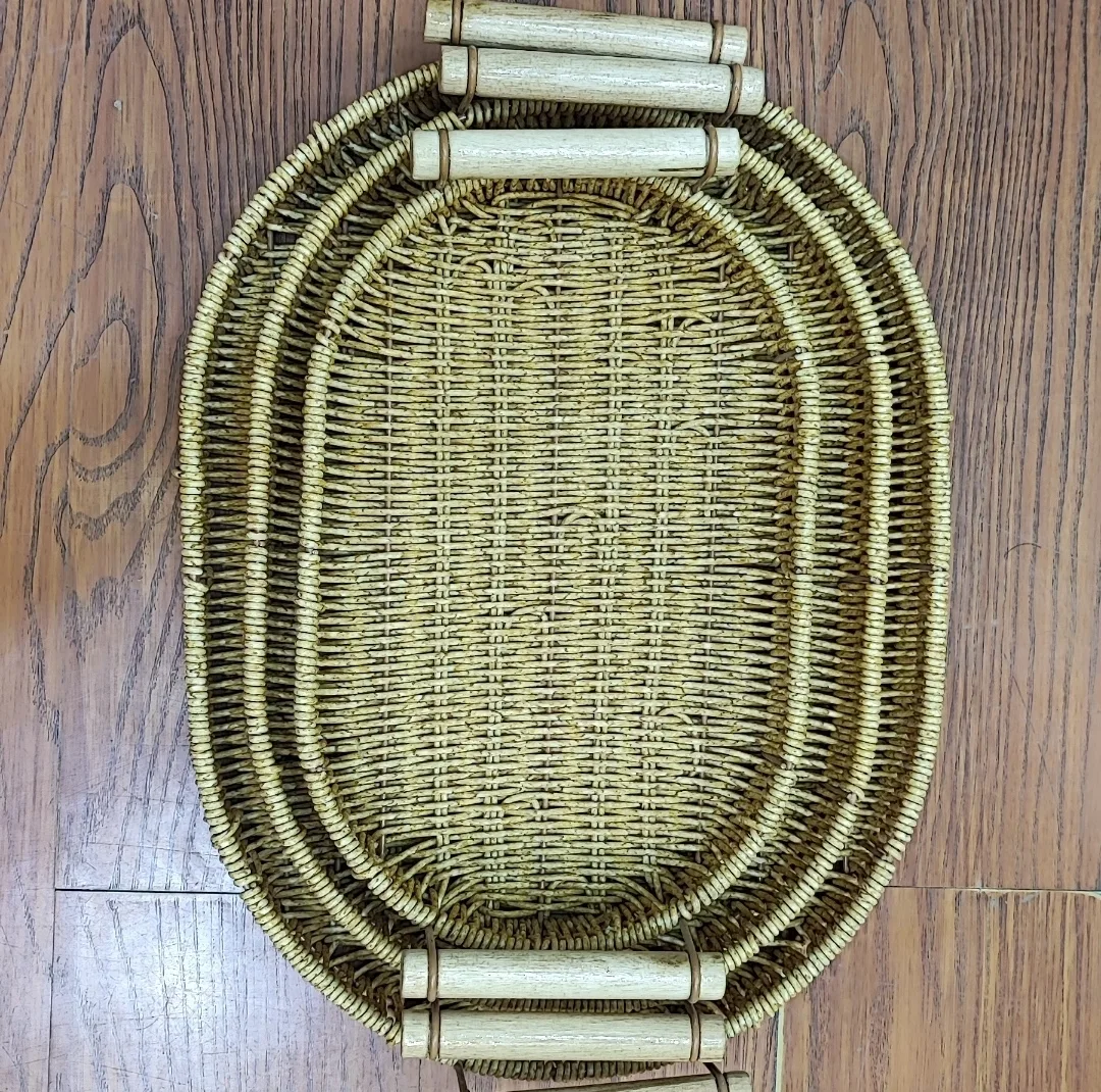سینی طرح حصیری مدل بیضی مجموعه 3 عددی