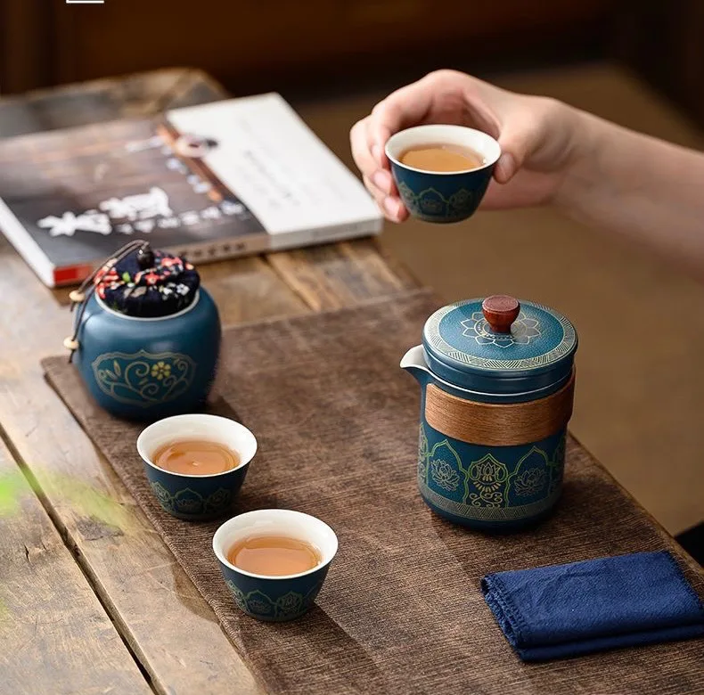 سرویس چای خوری 8 پارچه 3 نفره اشن مدل Herbal Tea طرح سنتی