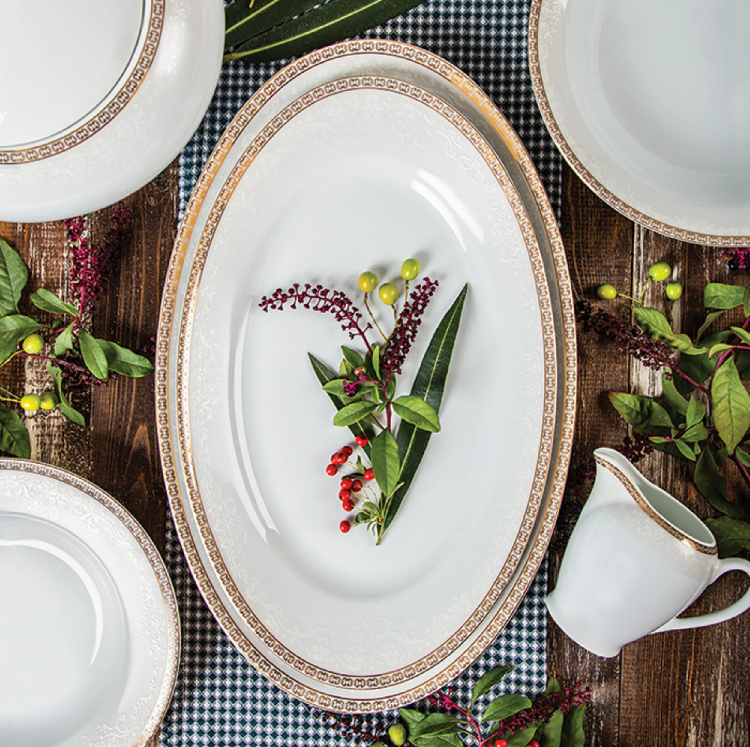 سرویس غذاخوری 102 پارچه چینی زرین ایران مدل ایتالیا اف ریوا درجه عالی