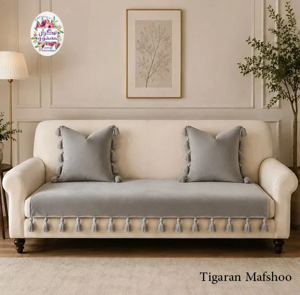 کوسن تیگران مفشوو مدل BIGMNL سایز 38×38 سانتی متر مجموعه 2 عددی به همراه شال مبل