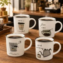 ماگ سایدا طرح کافی مدل Coffee time مجموعه ۴ عددی