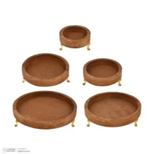 مجموعه 5 عددی ظروف سرو چوبی پایه‌دار طرح گرد، مناسب آجیل‌خوری، میوه‌خوری و اردوخوری، ارتفاع 5.5 سانتی‌متر، غیرقابل شست‌وشو، ساخت ایران