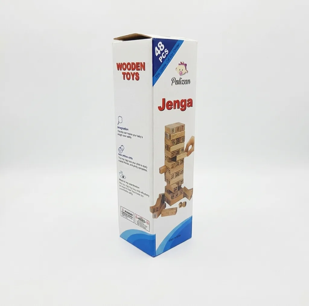 بازی فکری تعادلی دورهمی مدل Jenga 48، مناسب 1 تا 4 نفر، با زمان بازی کمتر از 30 دقیقه، درجه سختی متوسط و مناسب 3 سال به بالا