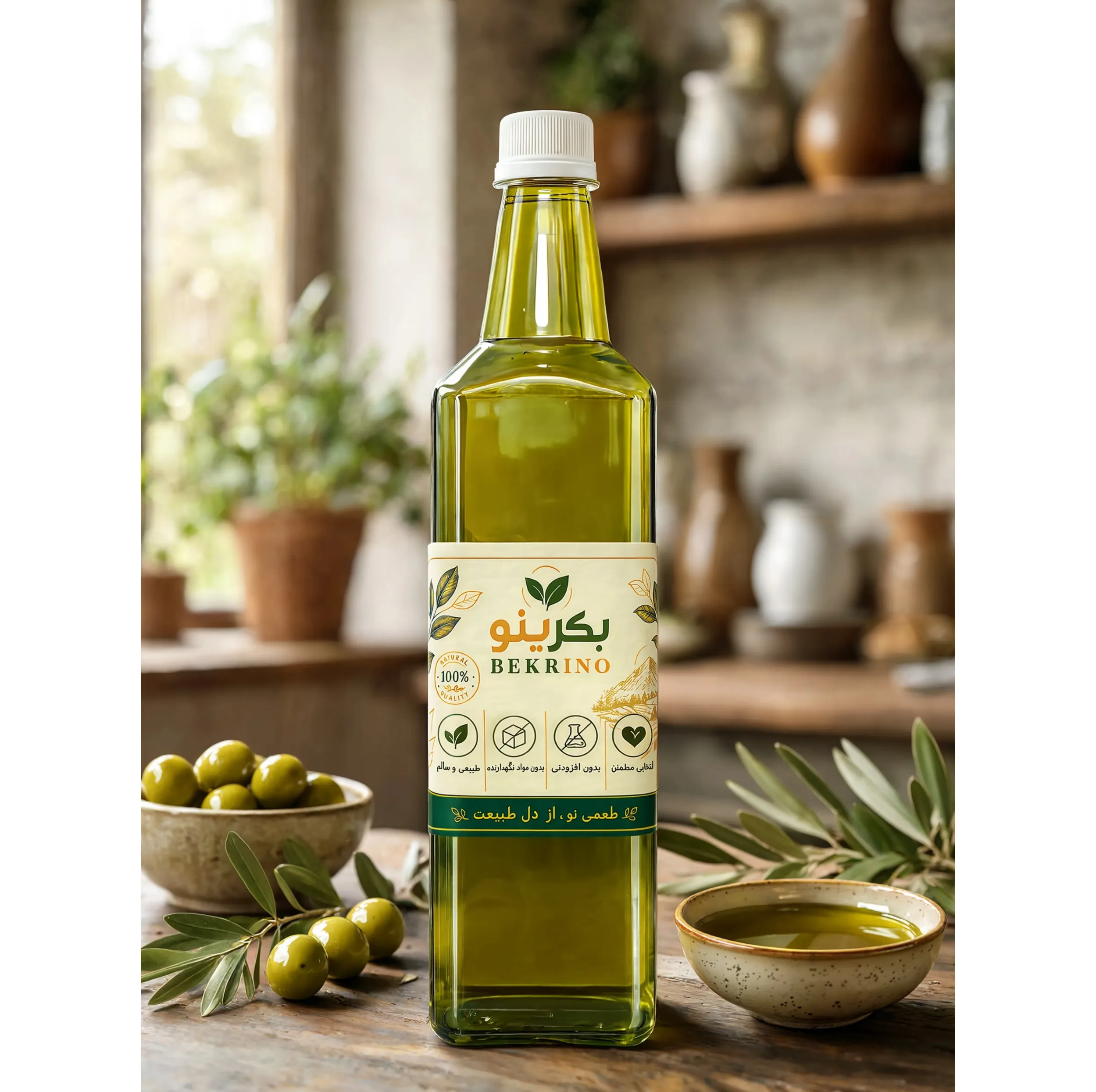 روغن زیتون مایع بکرینو - 1 لیتر