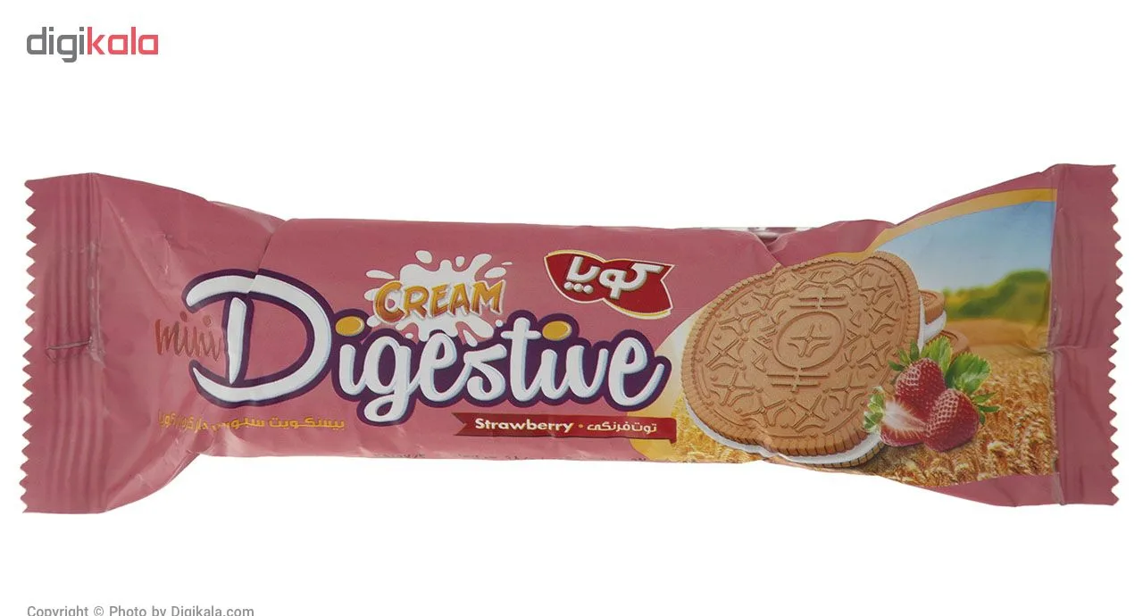 بیسکوییت مینی دایجستیو کرمدار توت فرنگی کوپا - 83 گرم