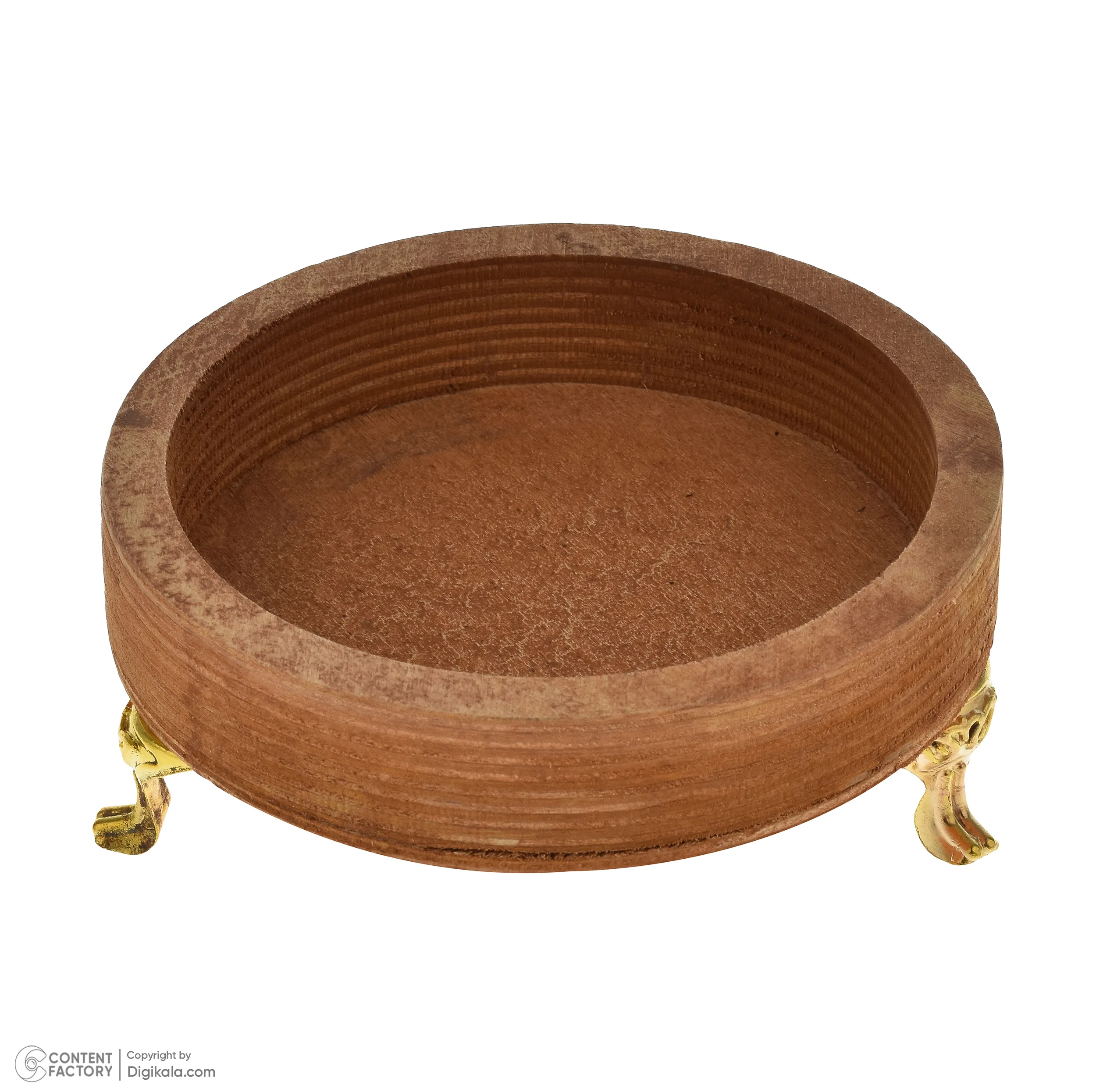 مجموعه 5 عددی ظروف سرو چوبی پایهدار طرح گرد، مناسب آجیلخوری، میوهخوری و اردوخوری، ارتفاع 5.5 سانتیمتر، غیرقابل شستوشو، ساخت ایران