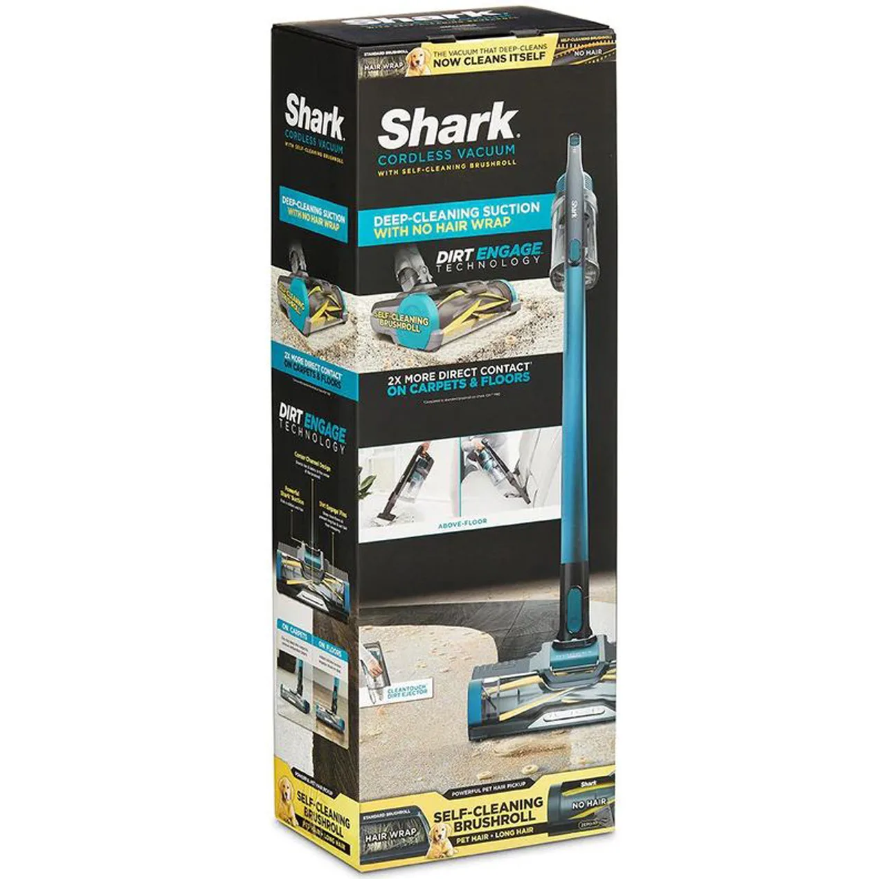 جارو شارژی عصایی شارک مدل IZ102 با ظرفیت مخزن 700 میلیلیتر، مکش قوی با فناوری Dirt Engage، برس خودتمیزشونده، فیلتر هپا ضد حساسیت و زمان کارکرد تا 40 دقیقه