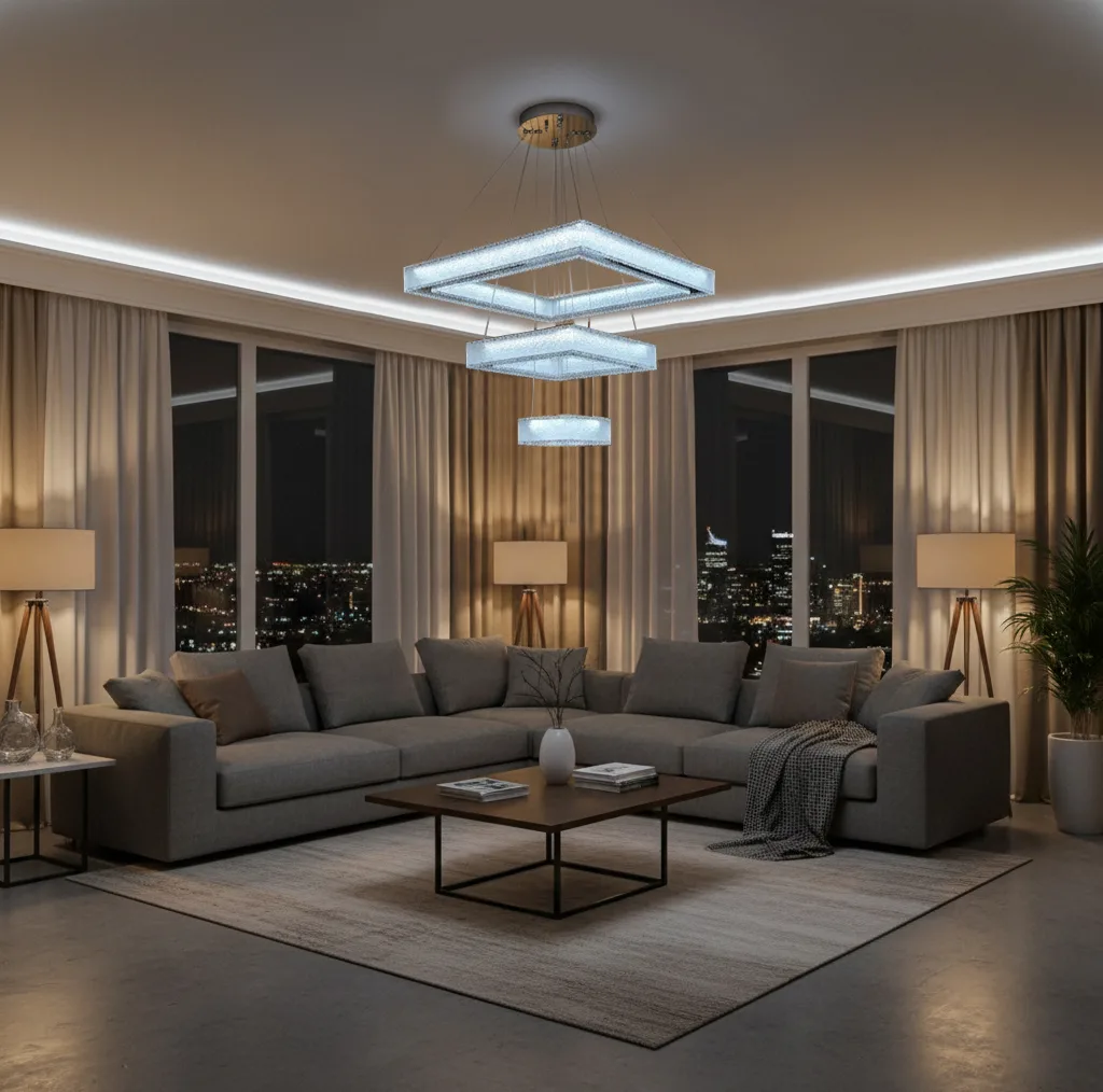 لوستر سه حلقه ژرفا مدل مدرن کد 503015