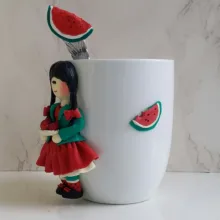 ماگ سرامیکی مدل شب یلدا کد L643 به همراه قاشق