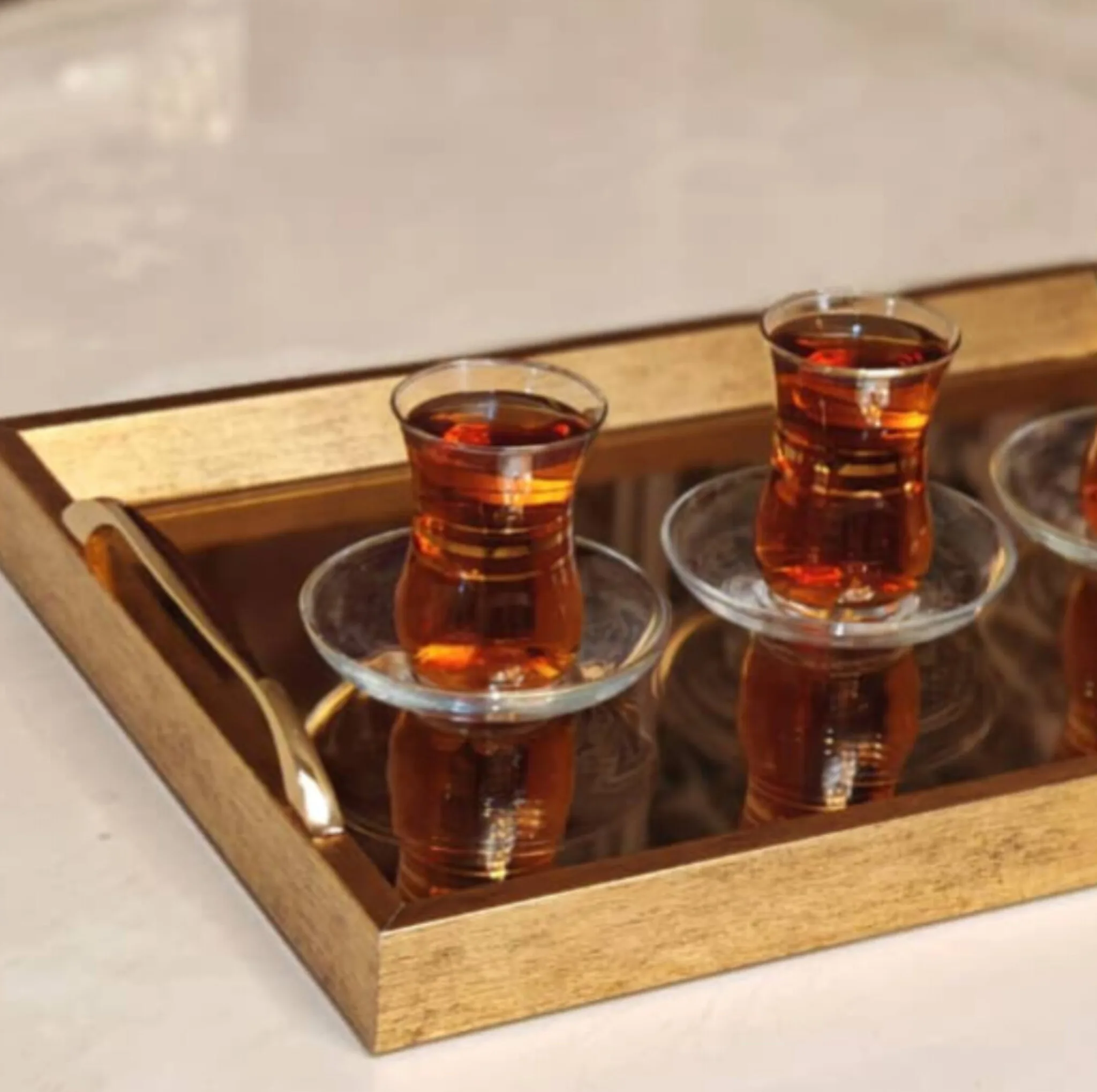 سینی دسته دار مدل کف شیشه ای سایز 40*30 سانتی متر بسته 2 عددی