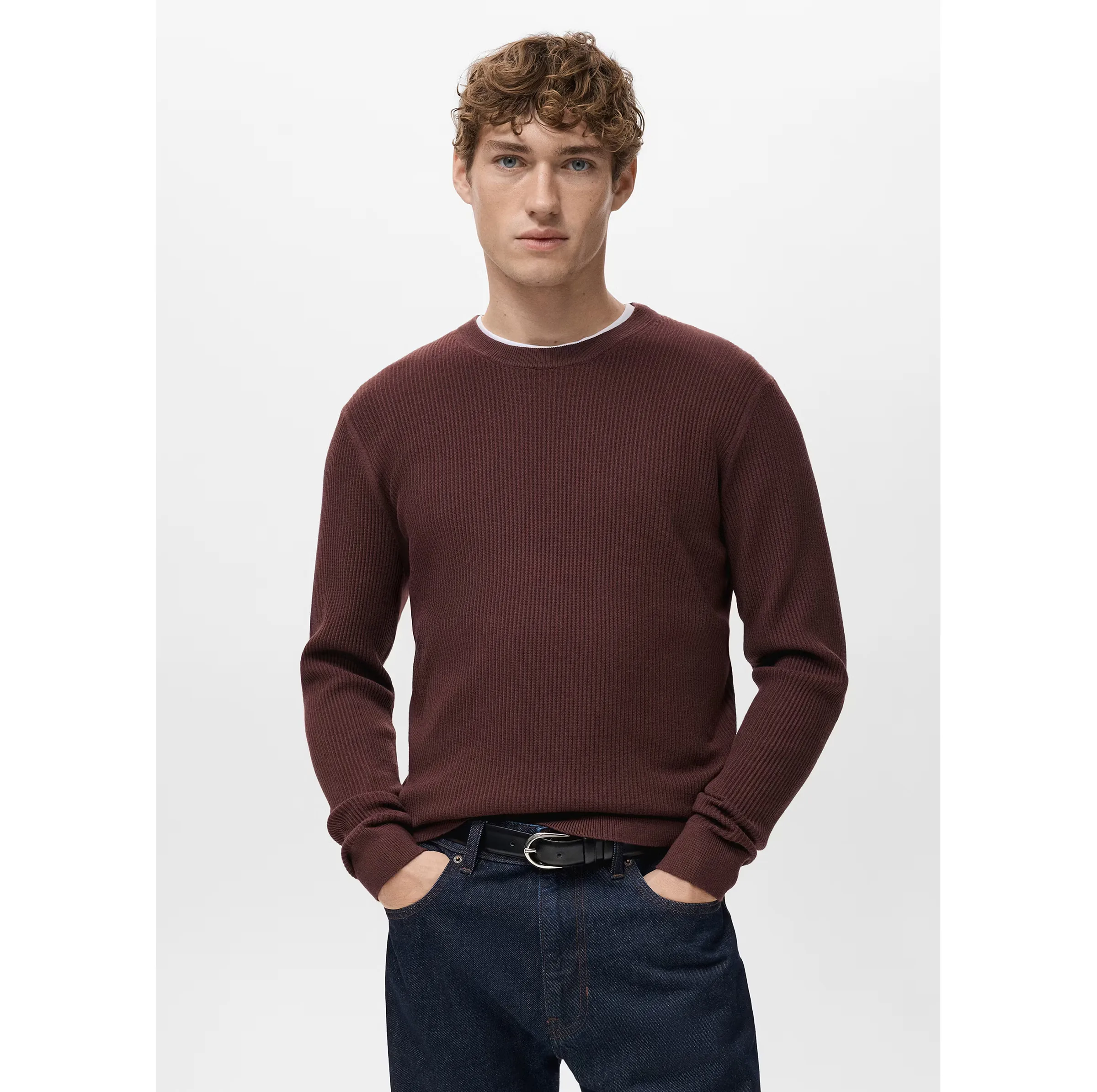 پلیور یقه گرد مردانه مانگو مدل REGULAR FIT COTTON