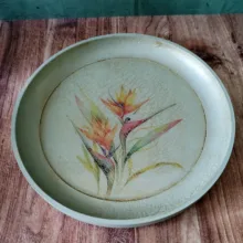 سینی بدون دسته مدل گل آبرنگی سایز 20*20 سانتی متر