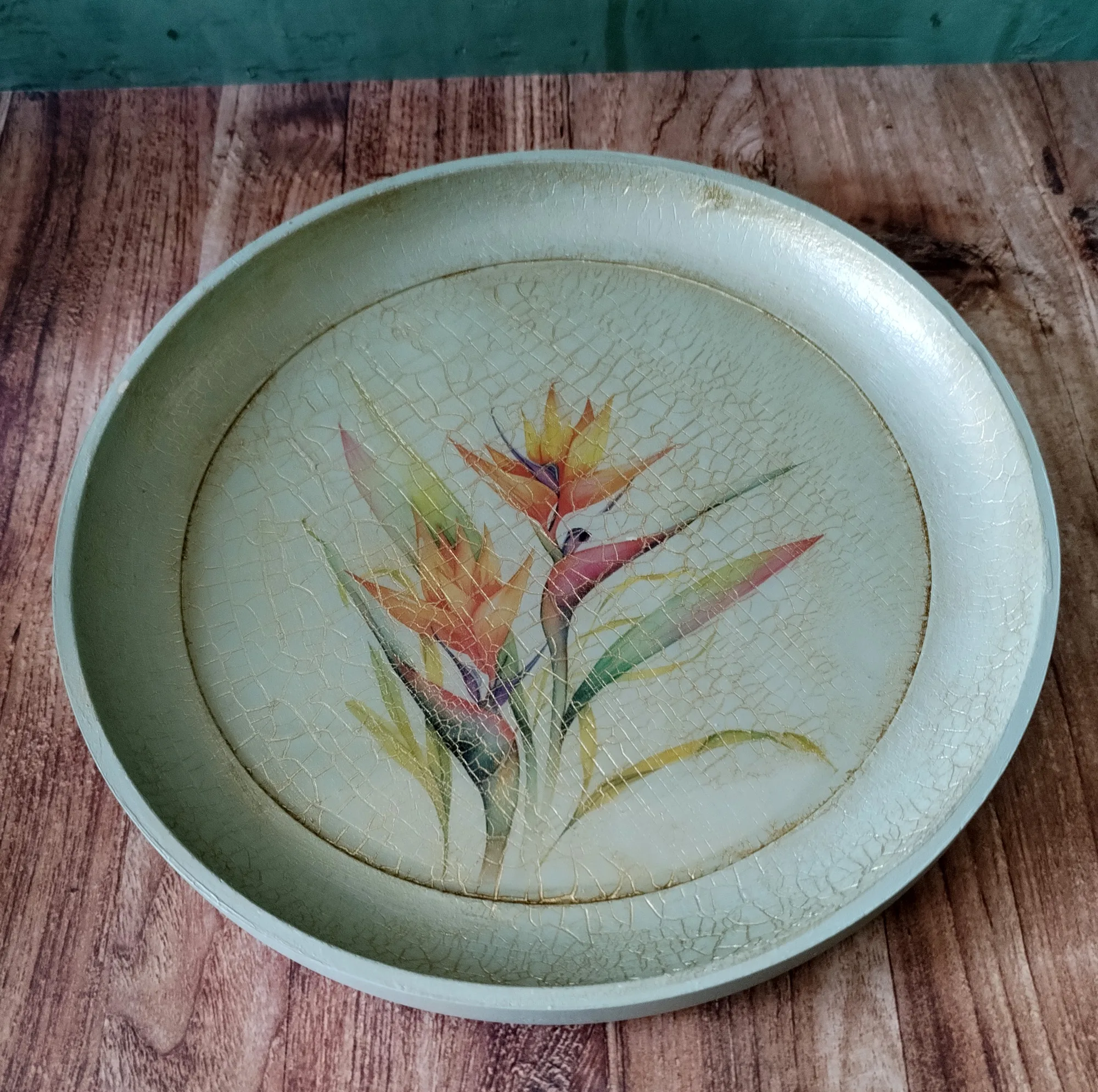 سینی بدون دسته مدل گل آبرنگی سایز 20*20 سانتی متر