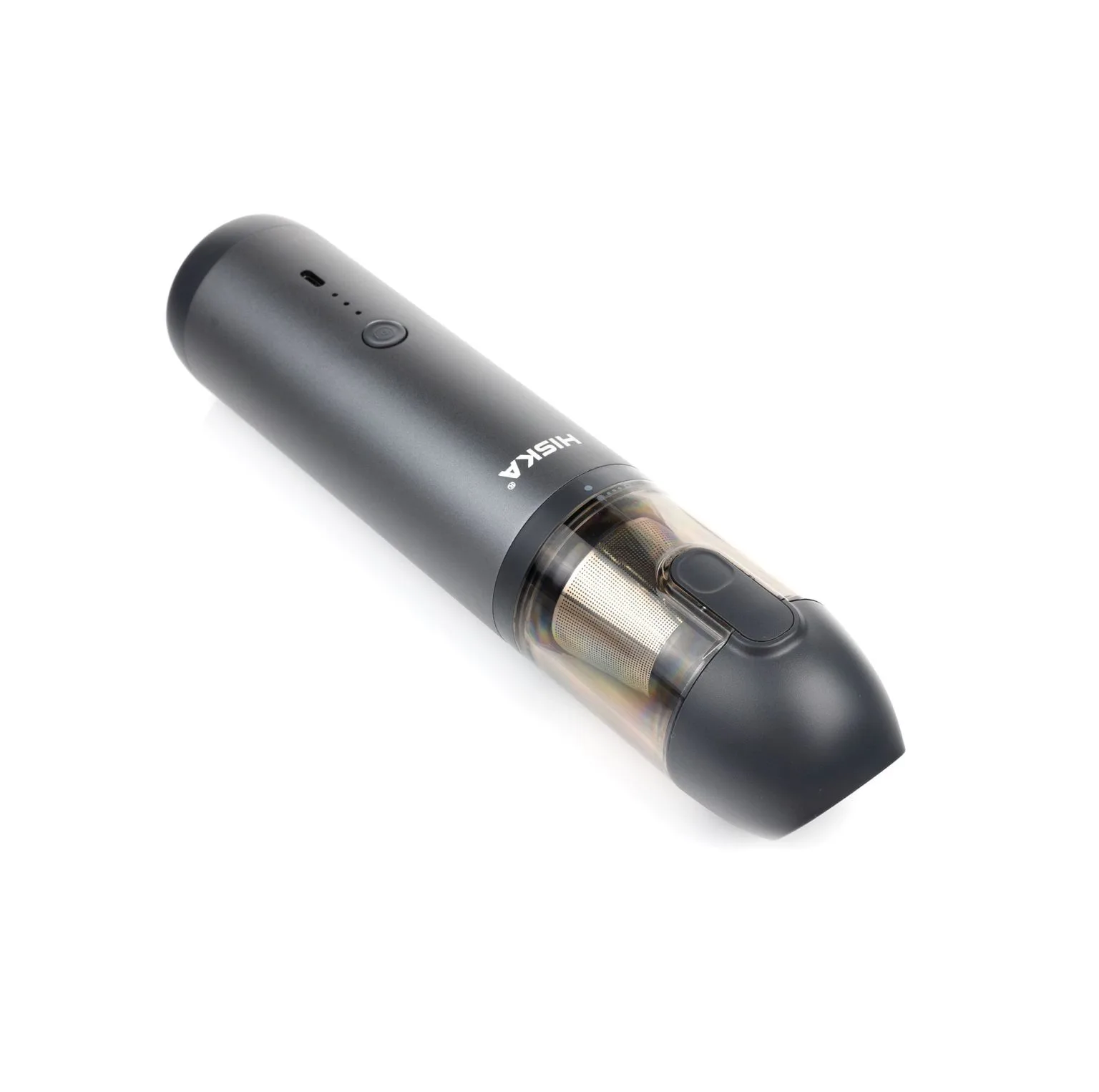 جارو شارژی خودرو هیسکا مدل HR03 با قدرت موتور 120 وات، ظرفیت باتری 2200 میلیآمپرساعت، فیلتر قابل شستشو و مخزن 0.5 لیتری، طراحی سبک و کمصدا با مکش 6 تا 8 کیلوپاسکال و زمان شارژ 3 ساعت