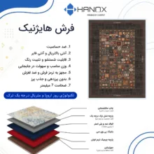 فرش ماشینی 1000 شانه هانوکس زمینه طوسی حاشیه چند رنگ مدل مدرن کد HAM.976.2