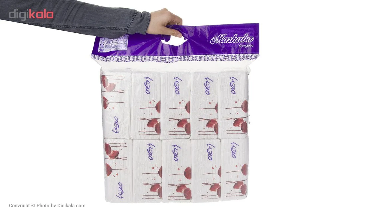 دستمال کاغذی 100 برگ مرحبا مدل White بسته 10 عددی