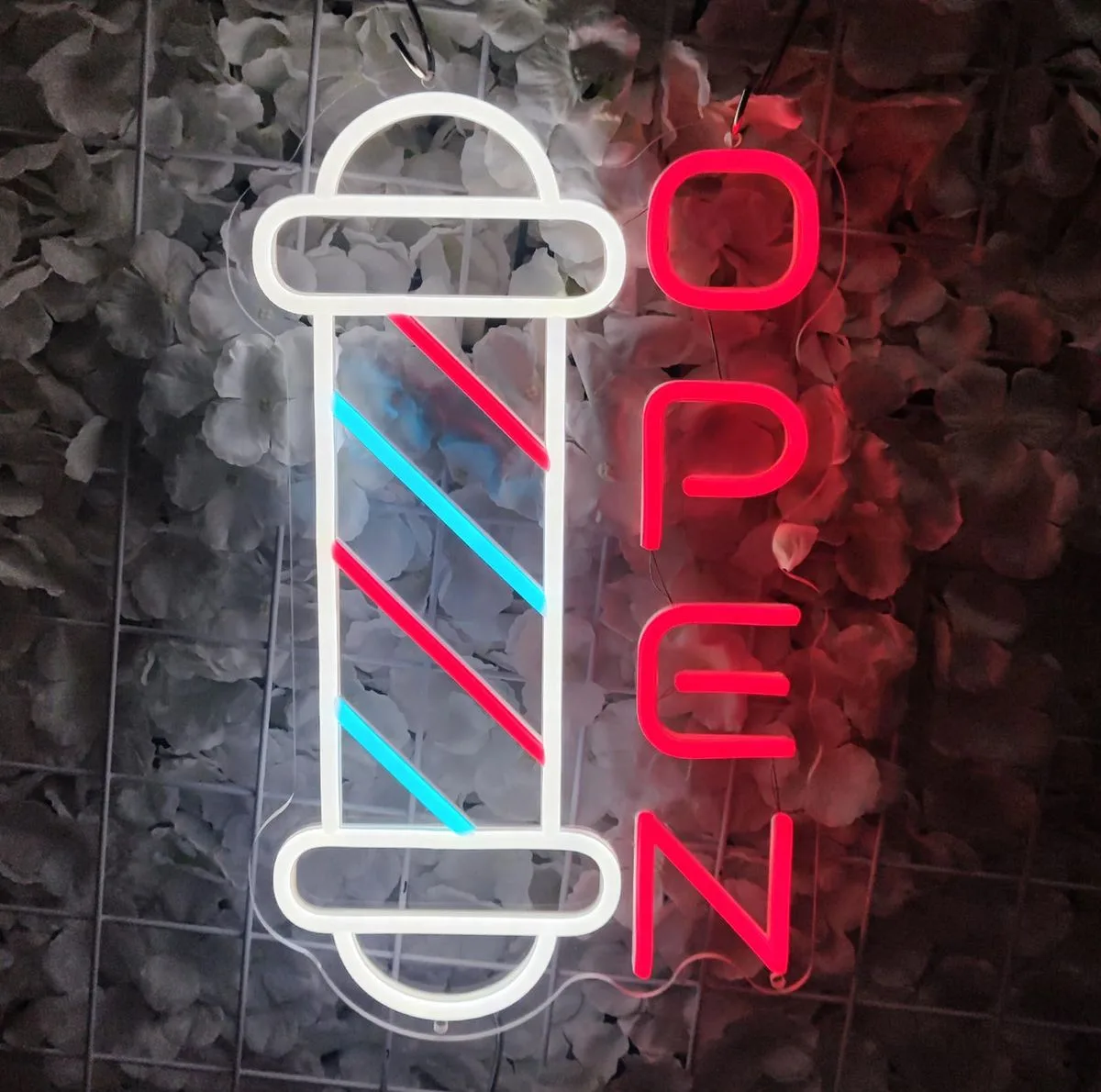 چراغ نئونی طرح Barbershop OPEN کد BA40X25