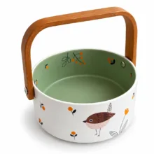 کاسه آجیل‌خوری مدل دسته چوبی طرح پرنده